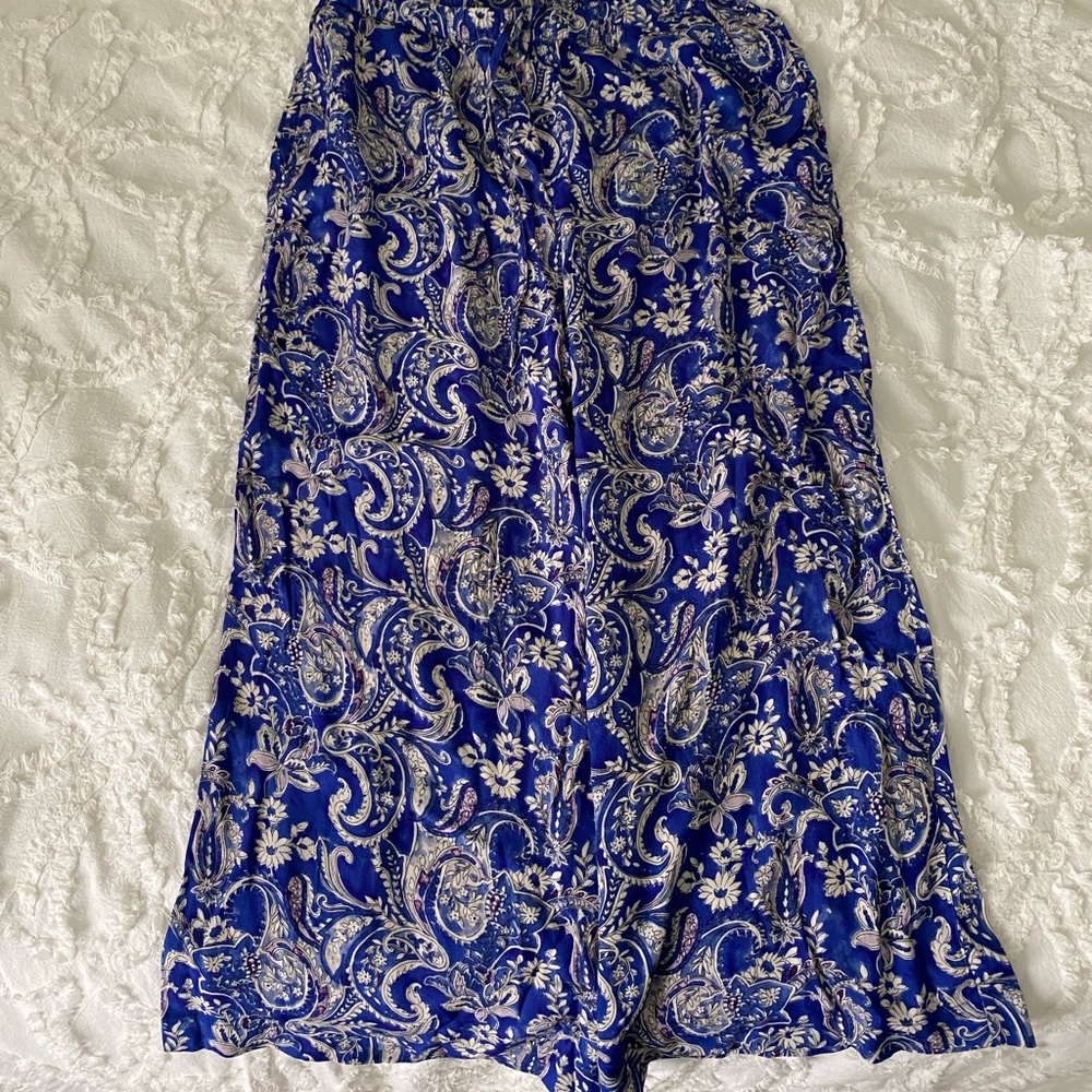 Philosophy Royal Blue Paisley Wide Leg Pants